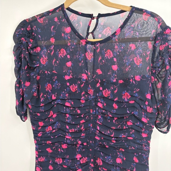 Tanya Taylor Falling Floral Carti silk ruffle boho mini Dress Size 8 - Picture 4 of 16